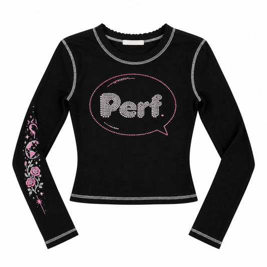 PERF Crystal Outline Long Sleeve Top